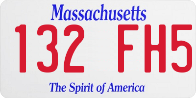 MA license plate 132FH5