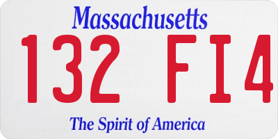 MA license plate 132FI4