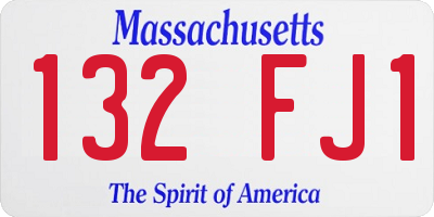 MA license plate 132FJ1