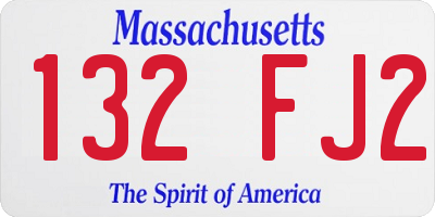 MA license plate 132FJ2