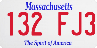 MA license plate 132FJ3