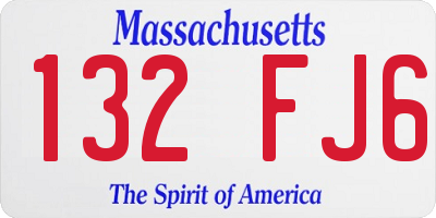 MA license plate 132FJ6