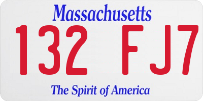 MA license plate 132FJ7