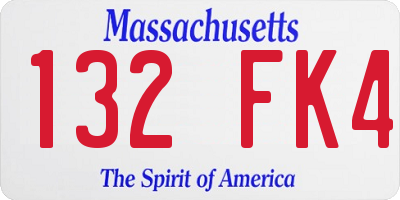 MA license plate 132FK4