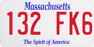 MA license plate 132FK6