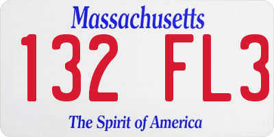 MA license plate 132FL3
