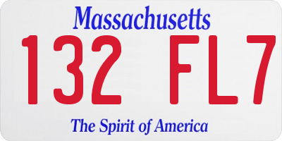 MA license plate 132FL7