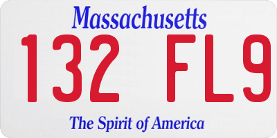 MA license plate 132FL9