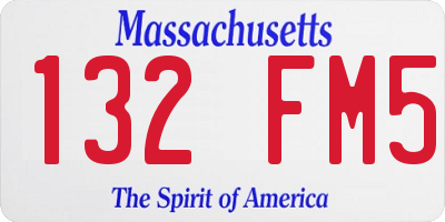 MA license plate 132FM5