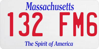 MA license plate 132FM6