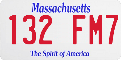 MA license plate 132FM7