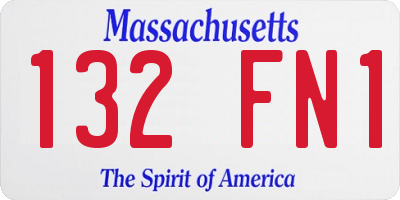 MA license plate 132FN1