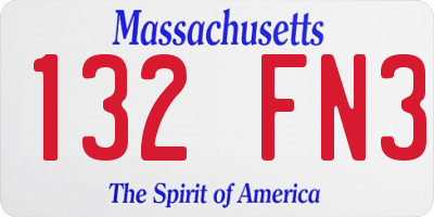 MA license plate 132FN3