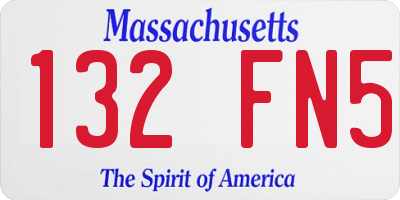 MA license plate 132FN5