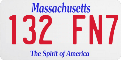 MA license plate 132FN7