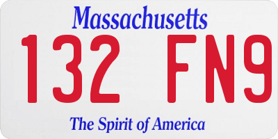 MA license plate 132FN9
