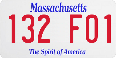 MA license plate 132FO1