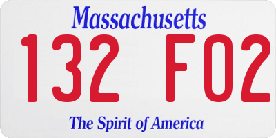 MA license plate 132FO2