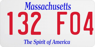 MA license plate 132FO4