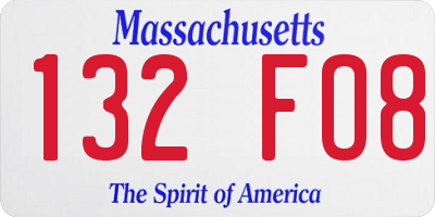 MA license plate 132FO8