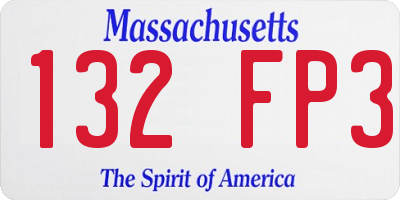 MA license plate 132FP3