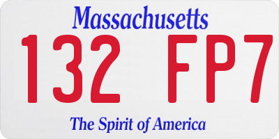 MA license plate 132FP7