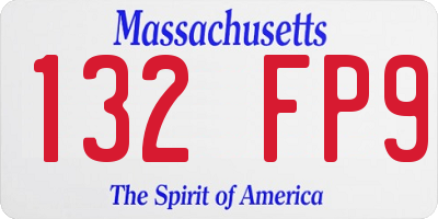 MA license plate 132FP9