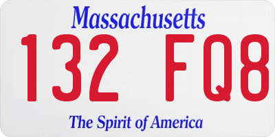 MA license plate 132FQ8