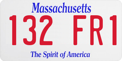 MA license plate 132FR1