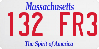 MA license plate 132FR3
