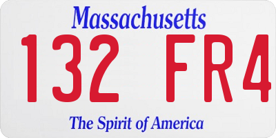 MA license plate 132FR4