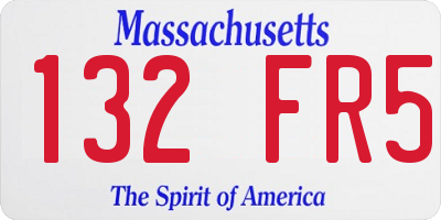 MA license plate 132FR5