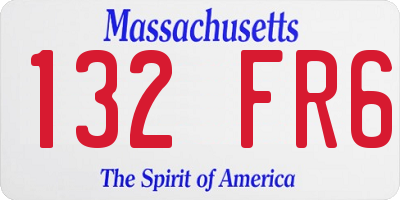 MA license plate 132FR6