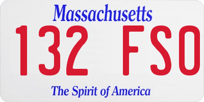 MA license plate 132FS0