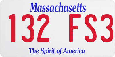MA license plate 132FS3
