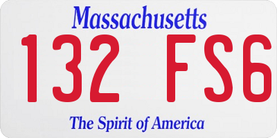 MA license plate 132FS6