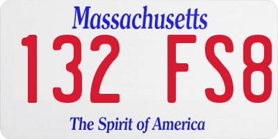 MA license plate 132FS8