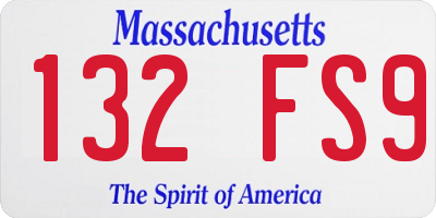 MA license plate 132FS9