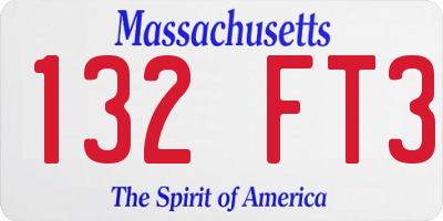 MA license plate 132FT3