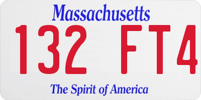 MA license plate 132FT4