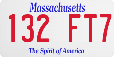 MA license plate 132FT7