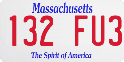 MA license plate 132FU3