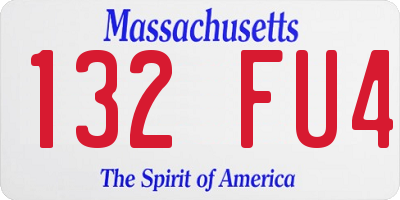 MA license plate 132FU4