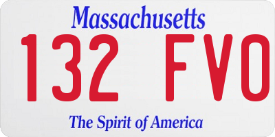 MA license plate 132FV0