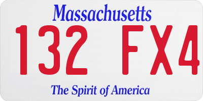 MA license plate 132FX4