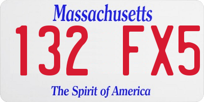 MA license plate 132FX5