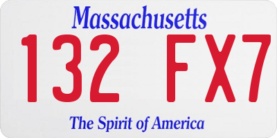 MA license plate 132FX7