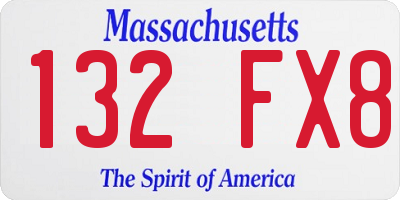 MA license plate 132FX8