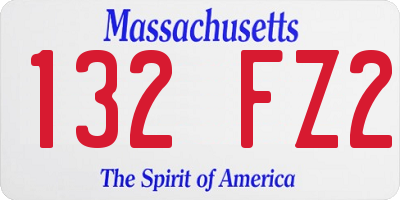 MA license plate 132FZ2