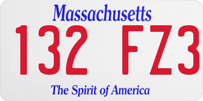 MA license plate 132FZ3